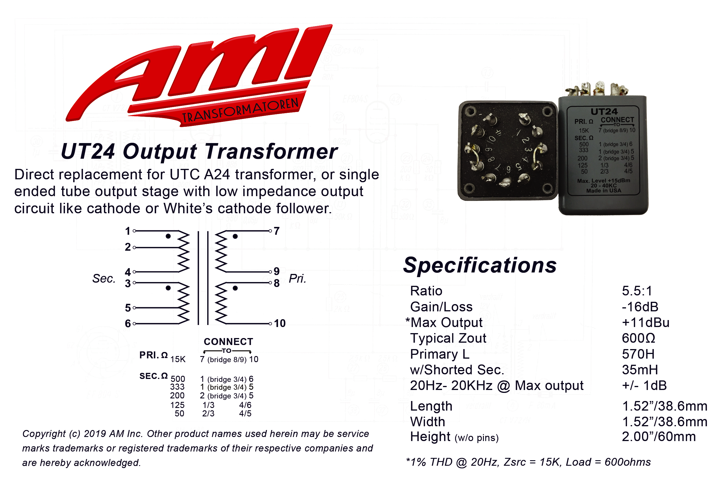 TAB Funkenwerk AMI UT24 Transformer TAB Funkenwerk AMI UT24 Transformer